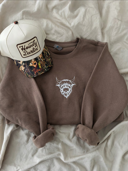 "Embroidered Highland Cow"